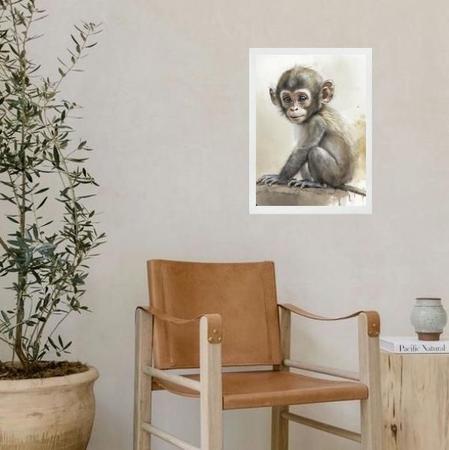 Imagem de Quadro Decorativo Aquarela Macaquinho 24X18Cm