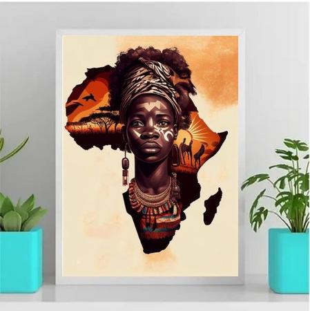 Imagem de Quadro Decorativo Arte Povo Africano 45x34cm - com vidro