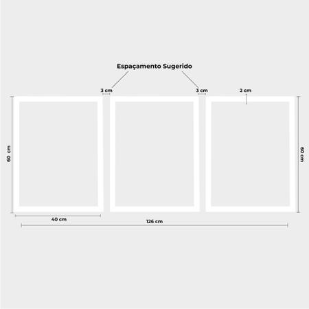 Conjunto Quadros Decorativos 3 Peças 25x25 Xadrez - Moldura Branca