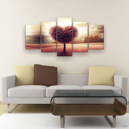 Quadro Decorativo Arvore de Coração 129x61 5pc Sala - Império Dos Quadros Imagem de Quadro Decorativo Arvore de Coração 129x61 5pc Sala