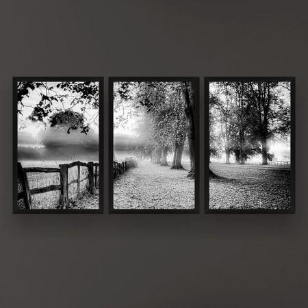 Quadro Decorativo Árvores Folhagem 3P 124x60 Sala Quarto - Império dos Quadros Imagem de Quadro Decorativo Árvores Folhagem 3P 124x60 Sala Quarto