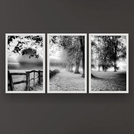 Quadro Decorativo Árvores Folhagem 3P 124x60 Sala Quarto - Império dos Quadros Imagem de Quadro Decorativo Árvores Folhagem 3P 124x60 Sala Quarto