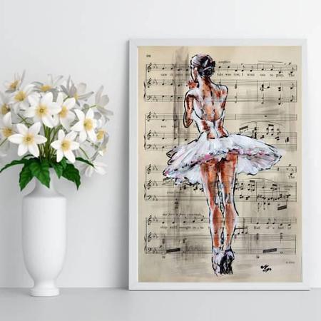 Imagem de Quadro Decorativo Bailarina E Partitura 45x34cm