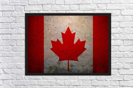 Imagem de Quadro Decorativo Bandeira Do Canadá Com Moldura Decorações Interiores