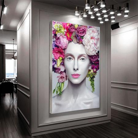 Imagem de Quadro Decorativo Beautiful Flower Queen com Moldura Prata 200x135