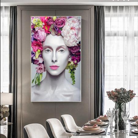Imagem de Quadro Decorativo Beautiful Flower Queen com Moldura Prata 200x135