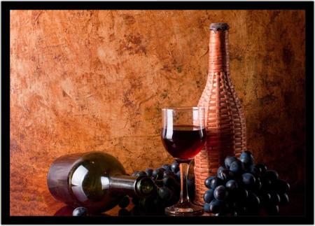 Imagem de Quadro Decorativo Bebidas Vinho Adega Uvas Pub Bares Lanchonetes Com Moldura RC048