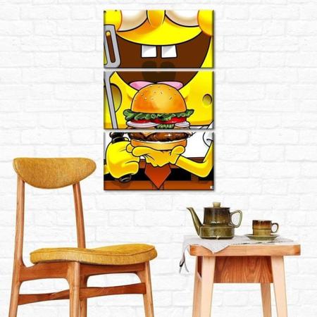 Imagem de Quadro Decorativo Bob Esponja Hamburguer Para Lanchonete Kit 3 peças Grande ou Pequeno