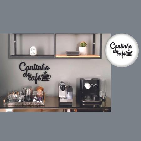 Imagem de Quadro Decorativo Cantinho do Café em MDF Vazado de 6mm Preto C/ Dupla Face 3M