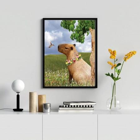 Quadro Decorativo Capivara Desenho 24x18cm - com vidro - Quadros