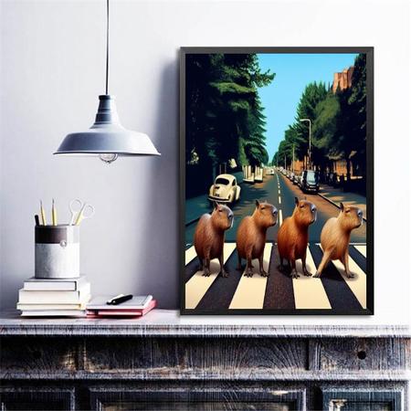 Imagem de Quadro Decorativo Capivaras Abbey Road 45x34cm