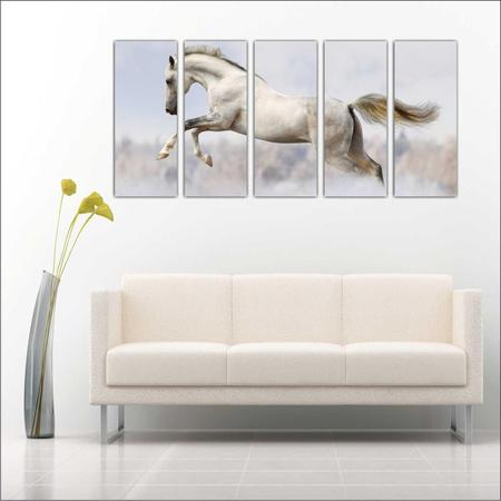 Imagem de Quadro Decorativo Cavalos Animais Mosaico Com 5 Peças GG5