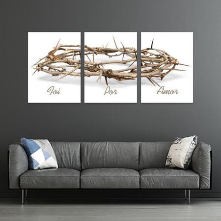 Imagem de Quadro Decorativo Coroa De Espinho -Foi Por Amor - 3 Quadros