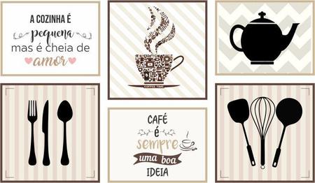 Quadro Decorativo Cozinha Composição 64x37 6pc - Império Imagem de Quadro Decorativo Cozinha Composição 64x37 6pc
