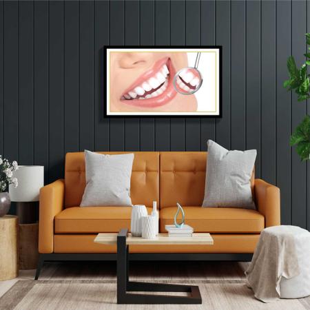 Imagem de Quadro Decorativo Dentista Dentes Sorriso Odontologia Consultórios Salas Com Moldura RC012