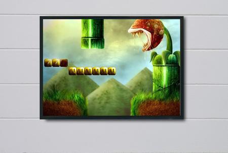 Quadro decorativo A4 '' Super Mario World '' Jogo