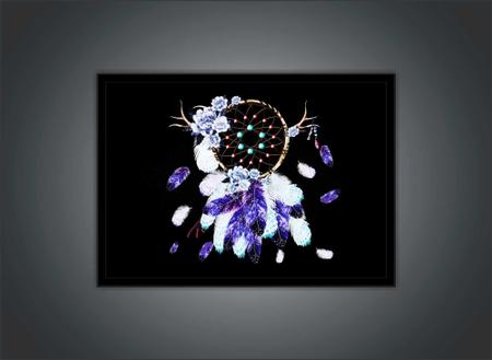 Imagem de Quadro Decorativo Design Filtro Dos Sonhos Amuleto Indígena Cores Vibrantes Com Moldura RC045
