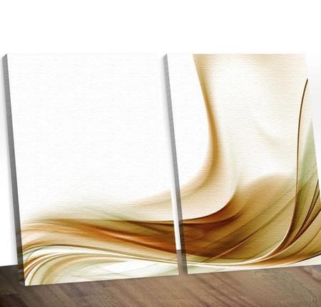 Imagem de Quadro Decorativo Dourado Com Branco Abstrato Gold Wave 2 Un