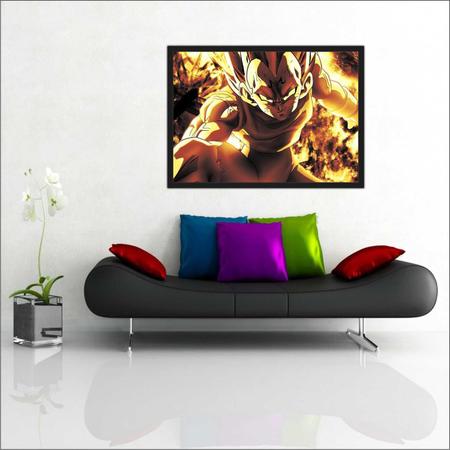 Quadro Decorativo Dragon Ball Vegeta Desenho Anime Com Moldura G12