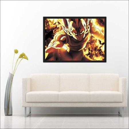 Quadro Dragon Ball Vegeta Anime Desenho Com Moldura G012