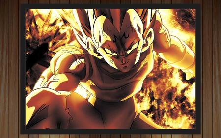 Quadro Decorativo Dragon Ball Vegeta Desenho Com Moldura G16