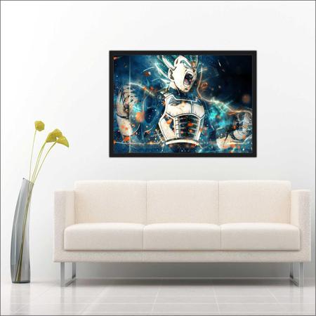 Quadro Decorativo Dragon Ball Vegeta Desenho Com Moldura G16