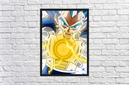 Quadro Decorativo Dragon Ball Vegeta Anime Desenho Com Moldura