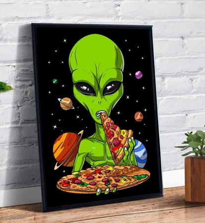 Quadro Decorativo Emoldurado Alien Pizza Extraterrestre Desenho - Tribos -  Quadro Decorativo - Magazine Luiza