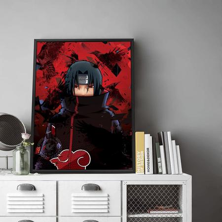 Quadro decorativo emoldurado Naruto Itachi Uchiha Preto e Branco para  quarto sala no Shoptime