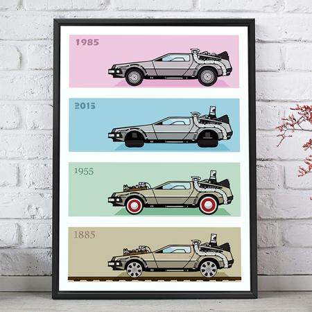 Imagem de Quadro Decorativo Emoldurado Carro Filme DeLorean De Volta Para o Futuro Para sala quarto