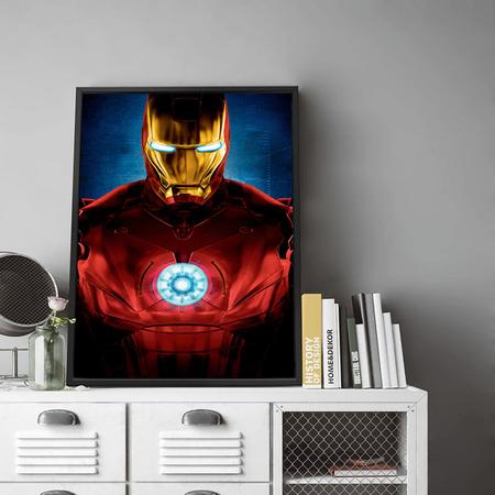 Imagem de Quadro Decorativo Emoldurado Homem De Ferro Heroi Marvel Para sala quarto