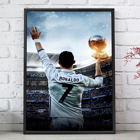Imagem de Quadro Decorativo Emoldurado Jogador Cristiano Ronaldo Cr7  Para sala quarto