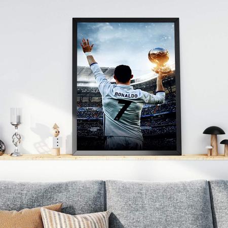 Imagem de Quadro Decorativo Emoldurado Jogador Cristiano Ronaldo Cr7  Para sala quarto