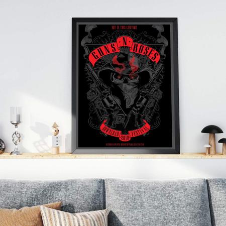 Imagem de Quadro Decorativo Emoldurado Poster Banda Guns n Roses Para sala quarto