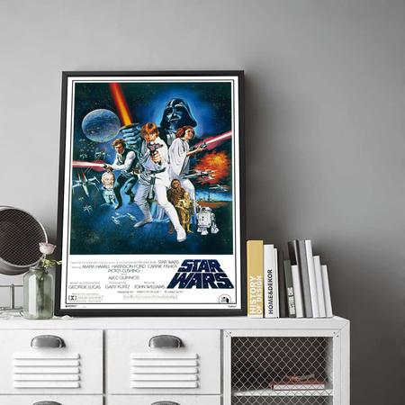 Imagem de Quadro Decorativo Emoldurado Poster Retro Star Wars Para sala quarto