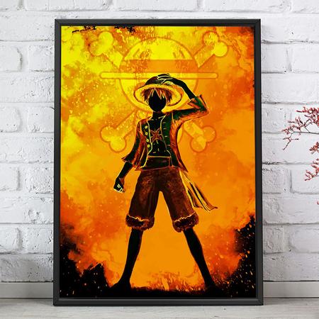 Quadro decorativo Luffy One Piece Anime Desenho arte para sala quarto