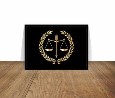 Imagem de Quadro Decorativo Escritórios De Advocacia Advogados Balança Da Justiça Com Moldura RC028
