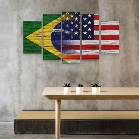 Imagem de Quadro Decorativo EUA Brasil e Estados Unidos em mdf