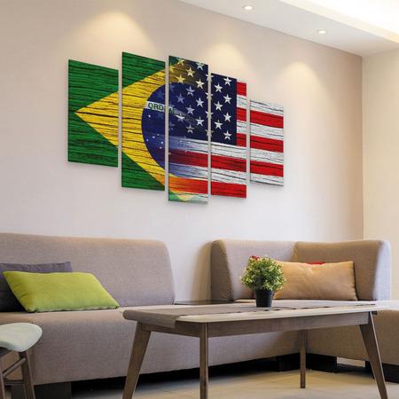 Imagem de Quadro Decorativo EUA Brasil e Estados Unidos em mdf