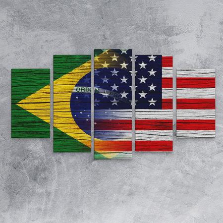 Imagem de Quadro Decorativo EUA Brasil e Estados Unidos em mdf