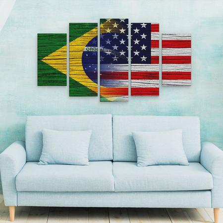 Imagem de Quadro Decorativo EUA Brasil e Estados Unidos em mdf