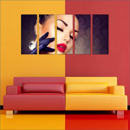 Imagem de Quadro Decorativo Fashion Hair Make Up Salão De Beleza 5 Peças GG4