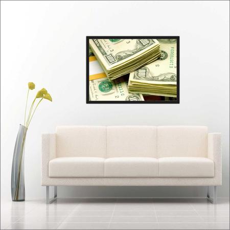 Imagem de Quadro Decorativo Finanças Dinheiro Dollar Com Moldura