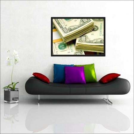 Imagem de Quadro Decorativo Finanças Dinheiro Dollar Com Moldura