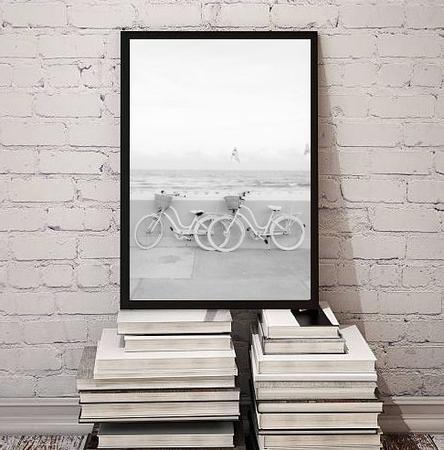 Imagem de Quadro Decorativo Fotografia Branca Bicicletas 45x34cm