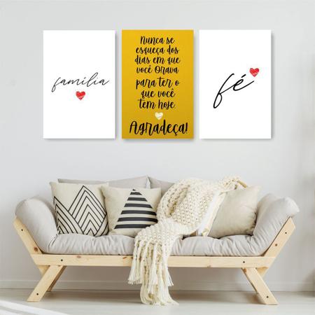 Quadro Decorativo Frases Família Amarelo 3P Sem Moldura 115x57 Sala Quarto - Império Dos Quadros Imagem de Quadro Decorativo Frases Família Amarelo 3P Sem Moldura 115x57 Sala Quarto