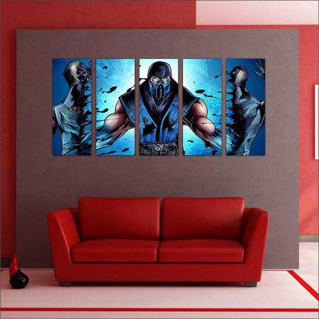 Imagem de Quadro Decorativo Games Mortal Kombate Subzero Jogos Mosaico Com 5 Peças GG