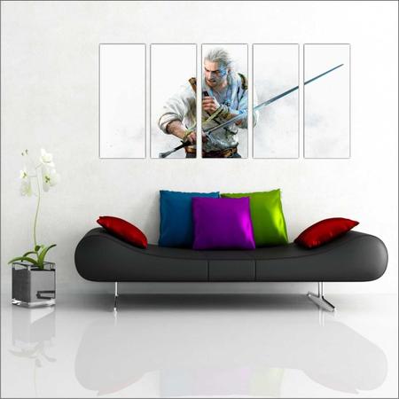 Imagem de Quadro Decorativo Games The Witcher Jogos Mosaico Com 5 Peças GG1