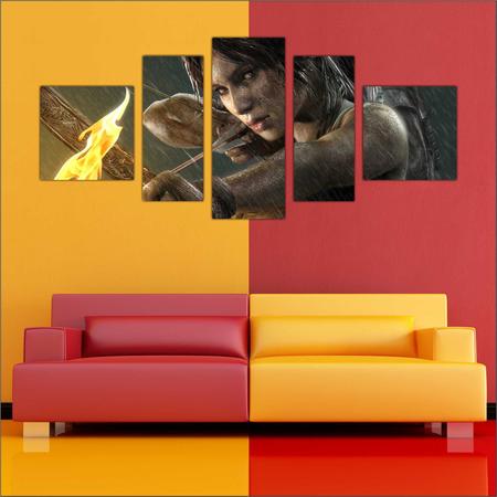 Imagem de Quadro Decorativo Games Tomb Raider Lara Croft Com 5 Peças