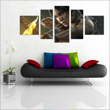 Imagem de Quadro Decorativo Games Tomb Raider Lara Croft Com 5 Peças